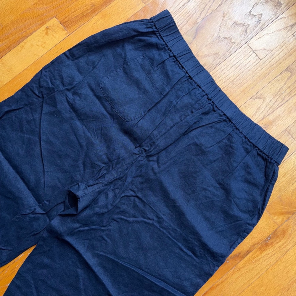 NEW Quince Deep Navy Blue Linen Pants Wide Leg Minimalist 1X Beachy Coastal - Picture 4 of 12